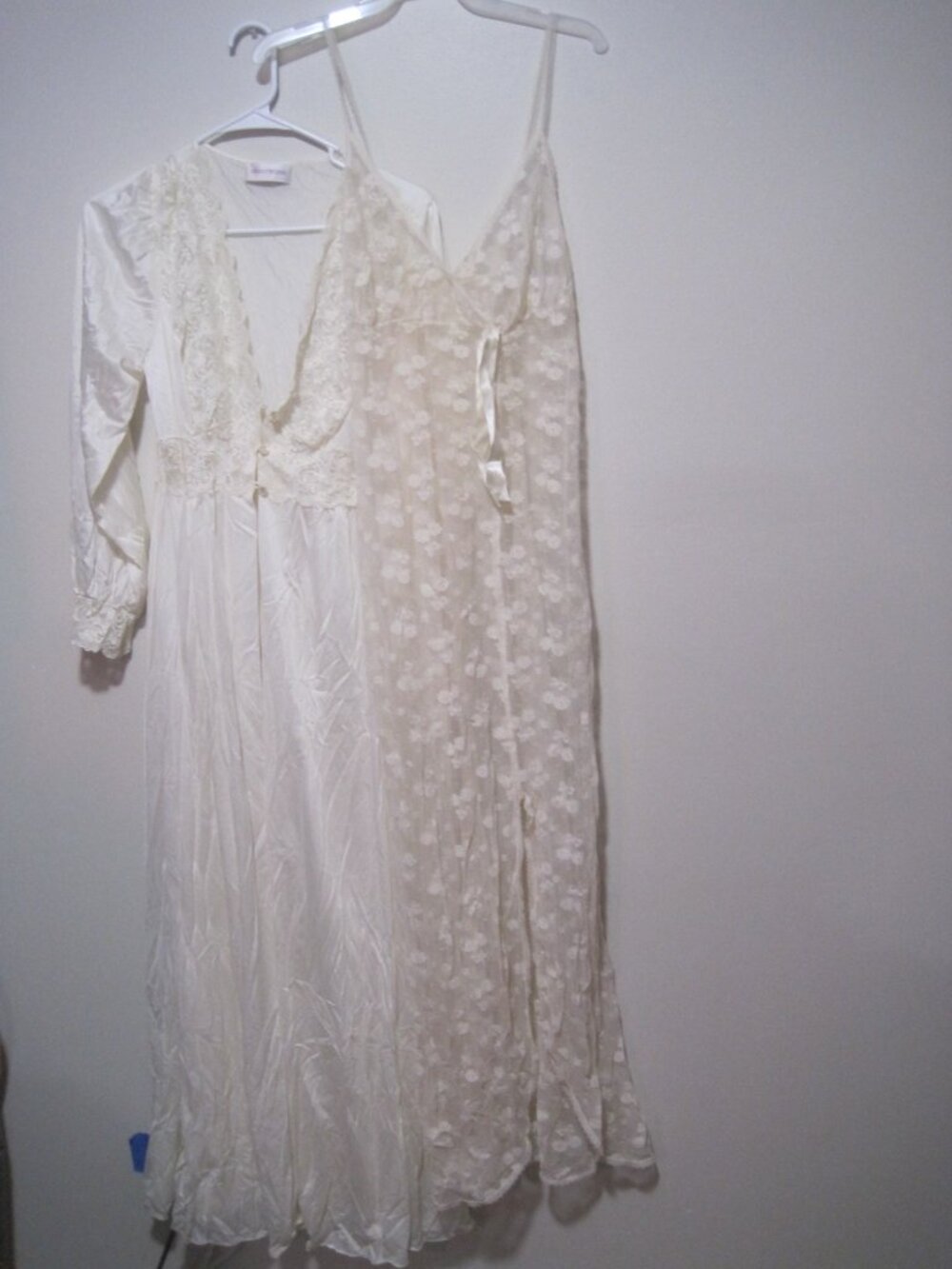 Vintage Shadowline Nightgown & Robe Peignoir Set Women Medium Nylon Ivory Bridal